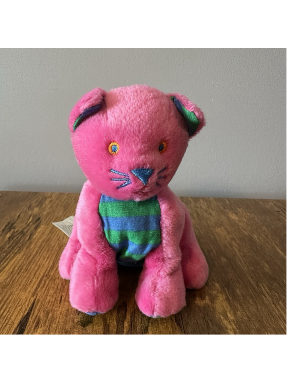 Vintage Gymboree Gymbabies SLIPPERS Hot Pink Plush Kitty Cat Bean Bag 1997